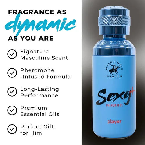 Miniatura 6 de Beverly Hills Polo Club Sexy + Pheromones Player EDP Spray - Colonia de feromonas para hombres con aceites esenciales naturales, aroma fresco