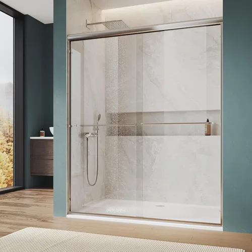 Miniatura 10 de Puerta de regadera corrediza semi-sin marco ELEGANT 60 pulgadas de ancho x 72 pulgadas de alto, puerta de regadera para baño con vidrio transparente