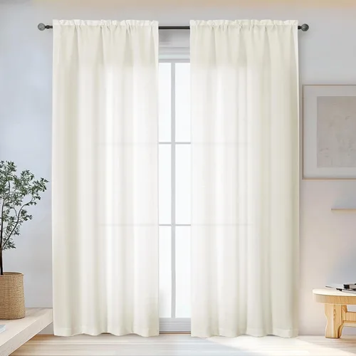 Miniatura 25 de OWENIE Bob Juego de 2 Paneles de Cortinas Negras de Cocina para Ventanas de 36 Pulgadas de Largo, Cortinas Cortas de Café con Textura de Lino