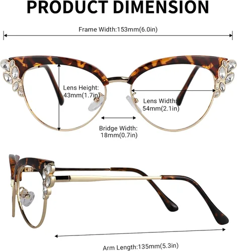 Miniatura 4 de VOOGLAM Lentes de bloqueo de luz azul de ojo de gato para mujer con cristal, lentes elegantes negros anti UV luz azul fatiga ocular