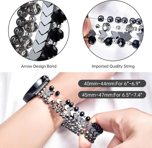 Miniatura 4 de VISOOM Pulsera de cuentas boho compatible con Samsung Galaxy Watch 8/7/6/5/4 de 40/44mm/Active 2 Watch 4 Classic de 42mm para mujer, pulsera