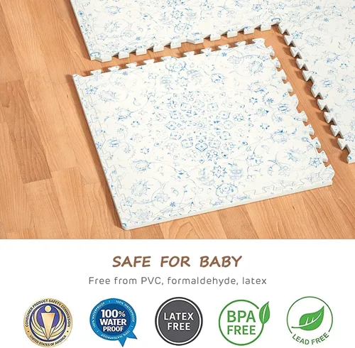 Miniatura 5 de Alfombra de juego extragrande para bebé - 4 pies x 6 pies, alfombrilla de espuma no tóxica para rompecabezas en el piso para niños y niños pequeños