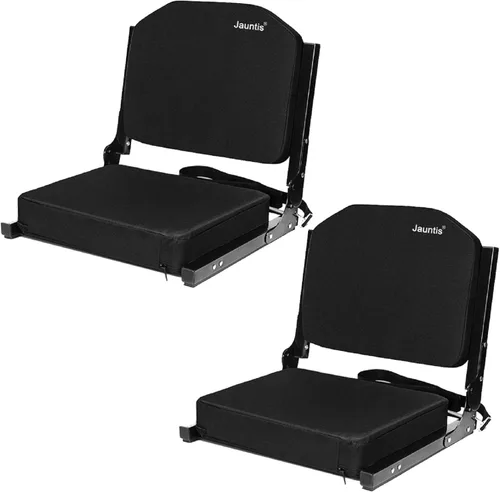 Jauntis Asientos de estadio para gradas, asientos para gradas con respaldo y cojín de espuma ultra acolchados y cómodos, sillas de estadio Negro