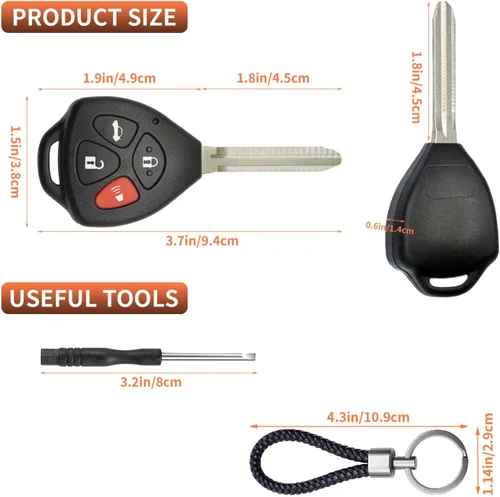 Miniatura 6 de Funda de repuesto para llavero Toyota Camry Corolla Venza Avalon 2007 2008 2009 2010 2011 2012 2013 HYQ12BBY GQ4-29T Control remoto de entrada sin