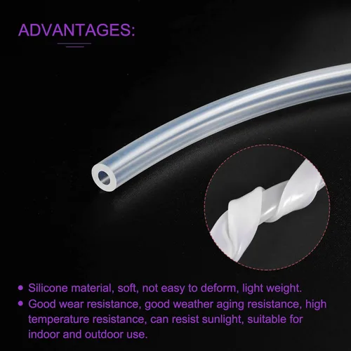 Miniatura 5 de DMiotech 1/8 "(3 mm) ID 1/4 "(6 mm) OD 3.3 pies tubo de silicona transparente tubo industrial de silicona para bomba de aire de agua