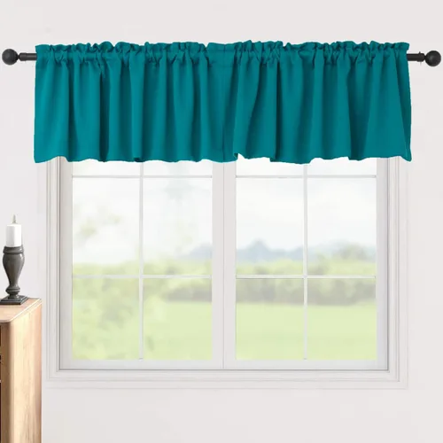 Miniatura 12 de Pickluc Cortinas opacas con cenefa de 18 pulgadas de largo, cortinas cortas con bolsillo para barra para ventana de cocina, baño, sala de estar