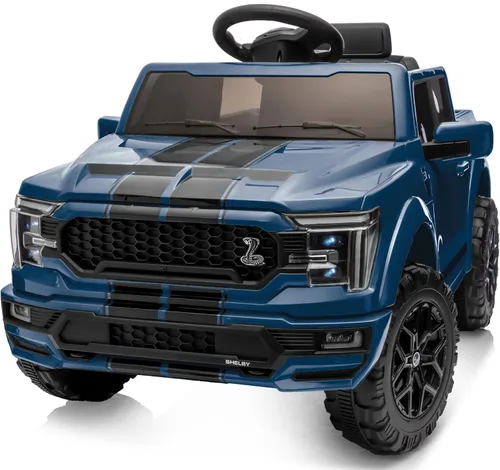 Hikiddo Ford Shelby F-150 con Licencia - Carro de Paseo para Niños, Carro Eléctrico de 12V para Niños de 3-6 Años con Control Remoto - Azul