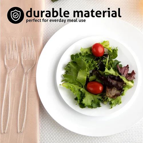 Miniatura 6 de Tenedores de plástico transparente resistentes, durable, desechables, 100/caja.