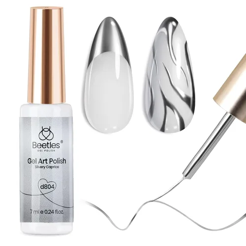 Miniatura 14 de beetles Gel Polish Swirl Nail Art - Esmalte de uñas de gel blanco, 1 unidad de 0.2 fl oz, pintura clásica de uñas de color blanco para línea