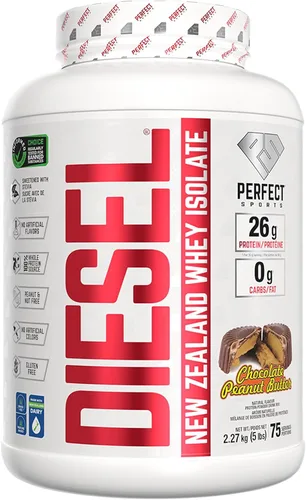 PERFECT SPORTS Diesel 100% Proteína aislada de suero de Nueva Zelanda | Endulzada con Stevia, sin ingredientes artificiales, Keto | 0 g de