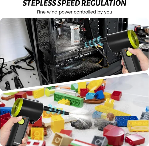 Miniatura 3 de Svinkal Plumero de aire comprimido eléctrico, pistola sopladora de aire para computadora, soplador de aire para teclado de computadora, plumero