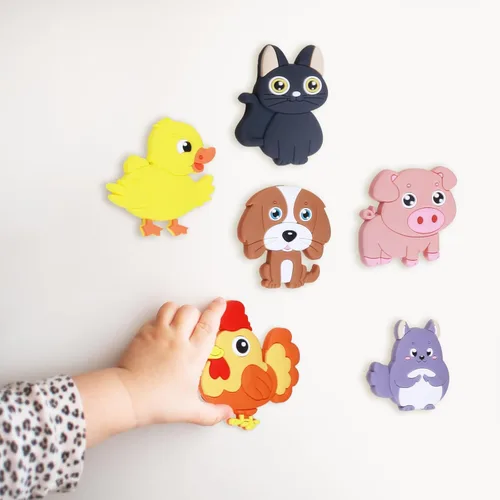 Miniatura 8 de SUPINEEDO Imanes de refrigerador para niños, lindos imanes de refrigerador de animales de granja para niños pequeños de 1-3 años, imanes