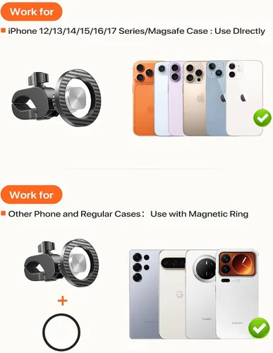 Miniatura 7 de Soporte magnético para teléfono: [imán de 24 x N55] Accesorios giratorios para manubrio MagSafe para cochecito, pelotón, volante, carrito de empuje