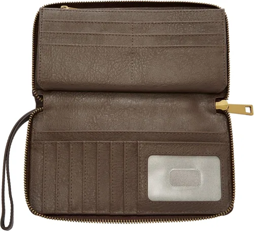 Miniatura 5 de Fossil Liza - Cartera de cuero con cremallera alrededor para mujer con correa retráctil para la muñeca