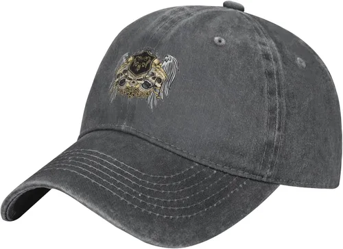 Cowboy Hat Trendy Hats for Man and Women Djustable Four Season Outdoor Baseball Cap of Hell Skull with Angel Deep Heather