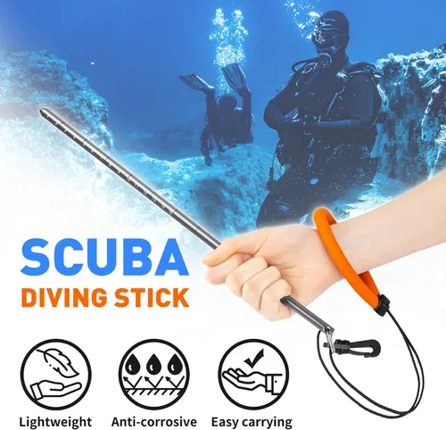 Miniatura 2 de Varilla de buceo, barra de puntero de langosta de aleación de aluminio de 13 pulgadas con medición, cordón ajustable y perno giratorio para agitador