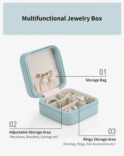 Miniatura 4 de Caja de joyas portátil, pequeña, para viaje, de Vlando