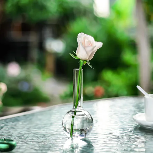 Miniatura 7 de CYS EXCEL Juego de 6 jarrones de cristal pequeños, pequeños jarrones de flores transparentes para centros de mesa de boda, decoración de mesa