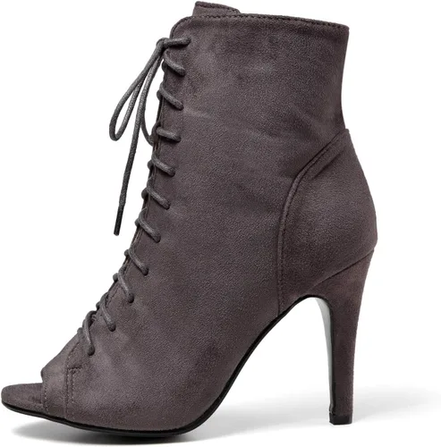 Miniatura 2 de GATUXUS Botas de tacón alto con cordones y puntera abierta para mujer, botines de tacón alto
