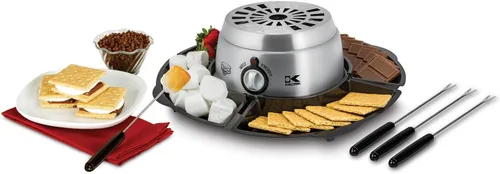 Kalorik 2 en 1 Smores Maker, con función de fusión de fondue de chocolate, incluye tenedor y juego de bandeja, acero inoxidable