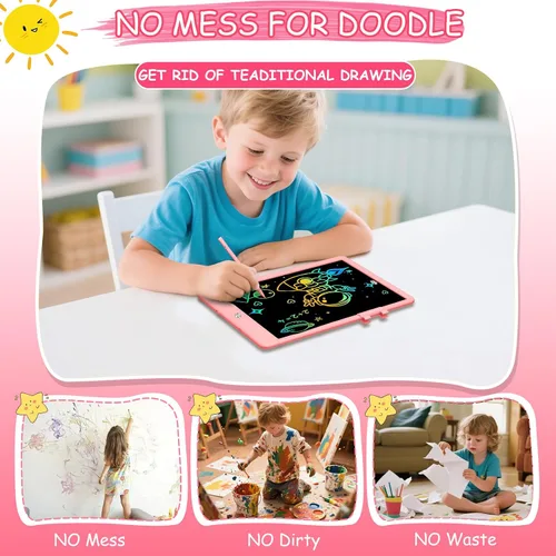 Miniatura 2 de Decute Tableta de escritura LCD con lápiz capacitivo, tablero de dibujo reutilizable de 10 pulgadas para niños, regalo educativo de Navidad y Rosa