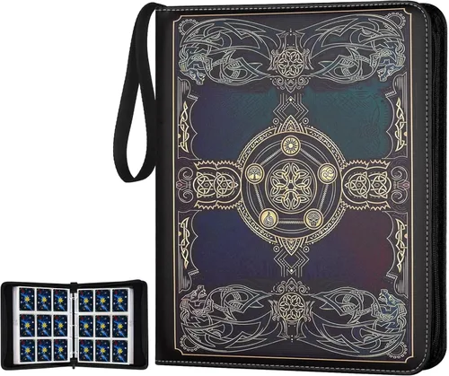 Miniatura 32 de GERMUN Carpeta de 4 bolsillos para tarjetas, carpeta de tarjetas de intercambio con cremallera premium, carpeta de colección de tarjetas de 400 4
