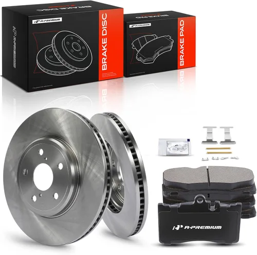 Miniatura 9 de A-Premium Juego de rotores de freno de disco perforados y ranurados delanteros + pastillas de cerámica compatible con modelos seleccionados de Lexus