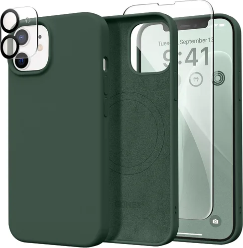 Miniatura 80 de GONEZ Funda de silicona para iPhone 14 Pro Max, compatible con MagSafe, con protector de pantalla + protector de lente de cámara, silicona líquida a