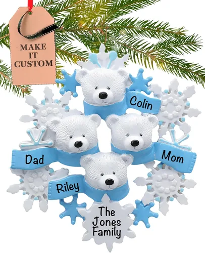 Miniatura 12 de Adorno personalizado para pareja 2026 24 horas, grabado con láser, adornos de Navidad de oso polar para árbol Familia personalizada de 2 copos
