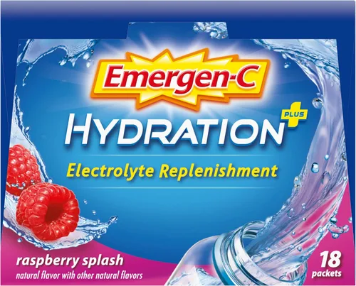 Miniatura 13 de Emergen-C Hydration+ - Mezcla de bebida deportiva con vitamina C (18 unidades, sabor a frambuesa), reposición de electrolitos, paquetes de polvo