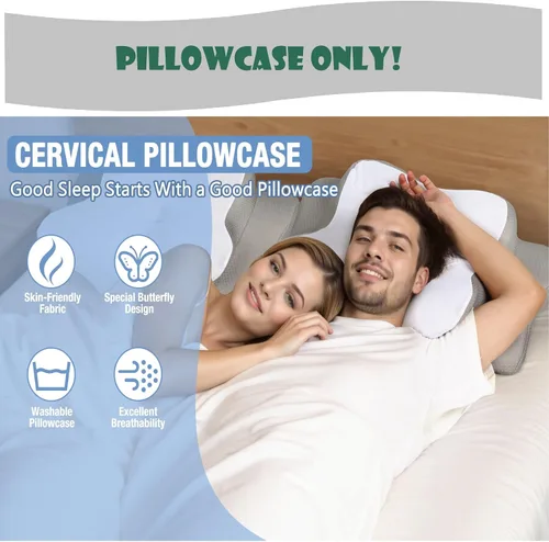 Miniatura 5 de TOPPURE Funda de almohada suave y fría solo para almohada cervical, funda de almohada para almohada cervical de espuma viscoelástica