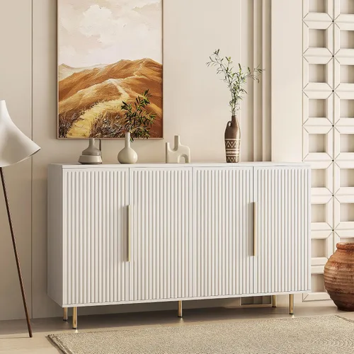 Miniatura 9 de Bellemave Armario de buffet moderno de 56.69 pulgadas con almacenamiento, aparador acanalado con estantes ajustables, soporte de TV grande