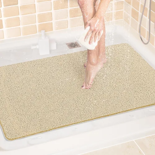 Miniatura 40 de LuxStep - Tapete de ducha, de 24 x 36 pulgadas, tapete de baño antideslizante con drenaje, tapete de baño de cloruro de polivinilo, de secado Gris