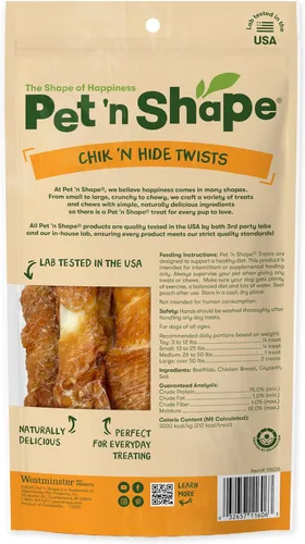 Miniatura 2 de Pet 'n Shape Chik 'n Hide Twist - Golosinas naturales envueltas en pollo para perros, grandes, 6