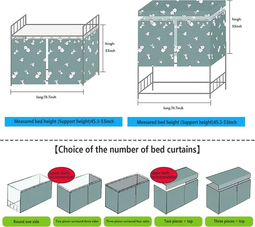 Miniatura 6 de MioCloth Cortina a prueba de luz para dormitorio, litera, decorativa, cubierta de privacidad, toldo para decoración de fondo de fotos, cortina opaca