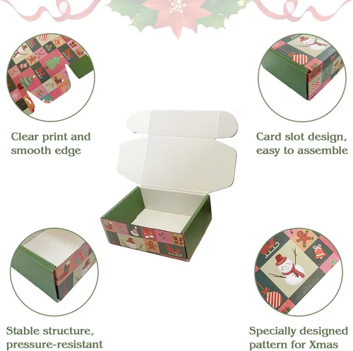 Miniatura 6 de QIANF - Paquete de 20 cajas de envío pequeñas de 6 x 4 x 2 pulgadas, cajas de regalo de Navidad con tapa, cajas de correo de cartón corrugado