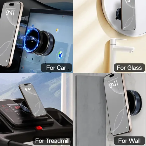Miniatura 6 de Soporte magnético para teléfono con succión ultra al vacío, soporte para teléfono MagSafe giratorio de 360°, soporte de teléfono con ventosa fuerte