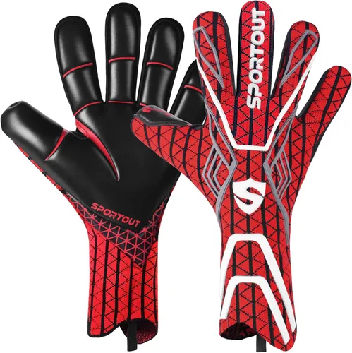 Sportout Guantes de portero, guantes de portero transpirables, guantes de portero de fútbol, látex de 0.157 in, corte negativo, para adultos y