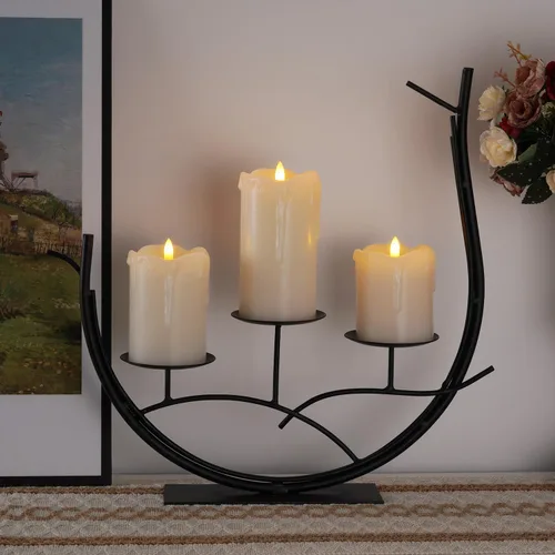 Miniatura 7 de Homemory juego de 3 velas LED de cera que gotean sin llama, con control remoto y temporizador, funcionan con pilas, de 5 pulgadas de alto x 4 Cera