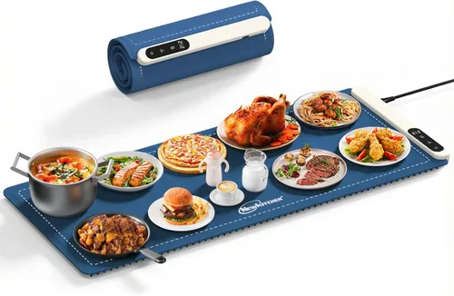 Miniatura 9 de NEWKITCHEN Tapete de calentamiento para alimentos, (XXL, 36 x 16 pulgadas), tapete de calentamiento de alimentos para encimera, de grafeno