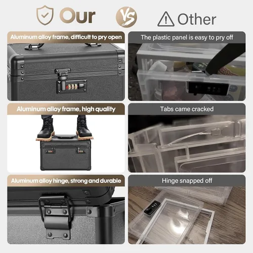 Miniatura 5 de LOCKCURX Caja de seguridad grande – Caja de seguridad con combinación de seguridad, caja de almacenamiento con bloqueo para artículos personales