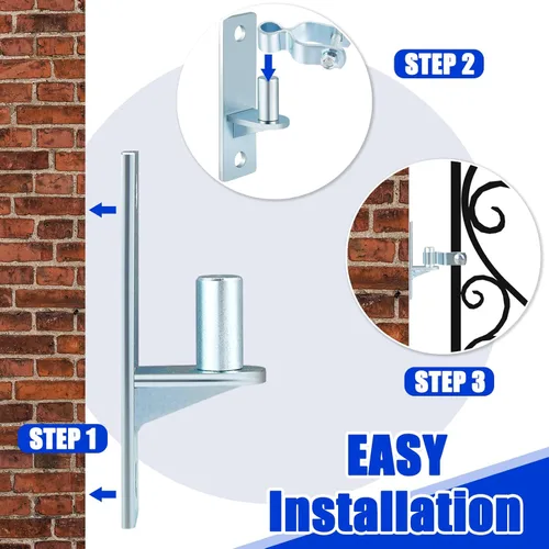 Miniatura 3 de Dunzy 8 piezas de 1-3/8 pulgadas de montaje en pared de alta resistencia bisagra de puerta de enlace de cadena con valla de tubo de 5/8 pulgadas
