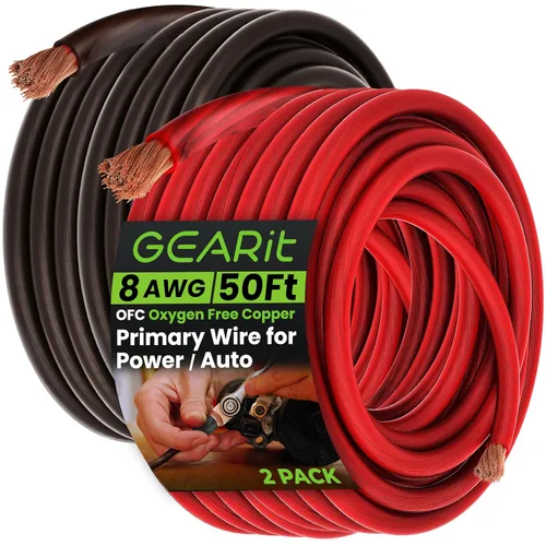 Miniatura 10 de GEARit Cable de calibre 8 OFC, cable de batería de cobre sin oxígeno 8 AWG, cable negro de alimentación/tierra de 25 pies para audio de automóvil