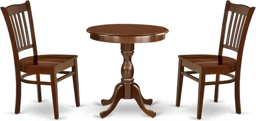 Miniatura 7 de East West Furniture ESGR3-BCH-W Eden - Juego de muebles de habitación de 3 piezas contiene una mesa de comedor redonda con pedestal y 2 sillas