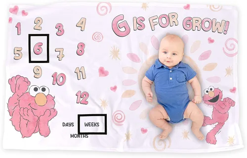 LOGOVISION Sesame Street Elmo - Manta para bebé, 36 x 58 pulgadas, Elmo G para crecer, unisex, para bebé niño y niña