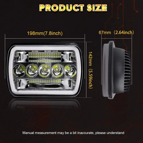 Miniatura 3 de BraveWAY Faros delanteros LED de 5 x 7 x 6 pulgadas, chips de haz alto/bajo con halo de ojos de ángel, luz de señal de giro DRL, haz sellado, H6054