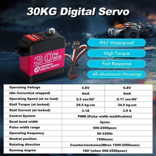 Miniatura 4 de Servo motor de 66.1 lbs Servo digital de alto par RC piezas para automóviles RC a escala 1/10 y Crawlers Slash 4x4 4x4 VXL TRX-4 SCX10 III