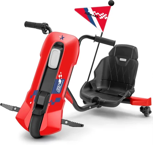 Miniatura 10 de ELEMARA Kart de deriva con velocidad sin escalones, carritos de deriva de 12V para niños con asiento ajustable, kart para niños de 5 MPH con música