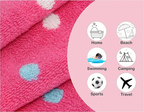 Miniatura 4 de ORIGINAL KIDS Juego de 6 toallas – Bath Time Sugar & Spice – 2 toallas, 2 toallas de mano y 2 paños – 100% algodón jacquard suave absorbente toalla