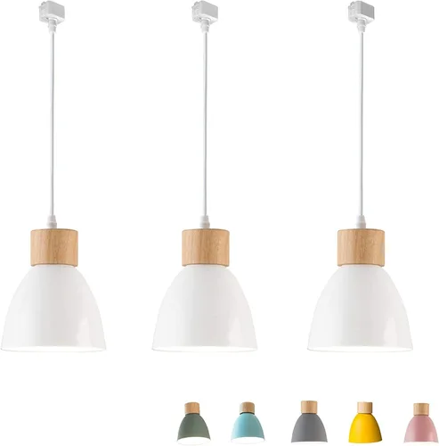 Kiven 3 luces de riel tipo H, regulables montaje en pista colgante accesorios de iluminación con pantalla de aluminio macarrón - 20 pulgadas (blanco)